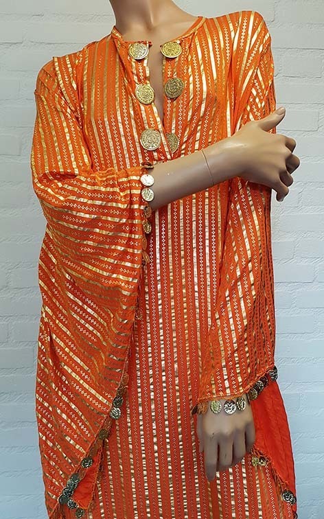 Saidi-Kleid in orange/gold in XL