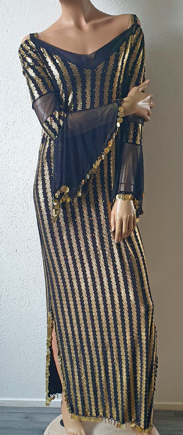 Saidi jurk in zwart goud XL